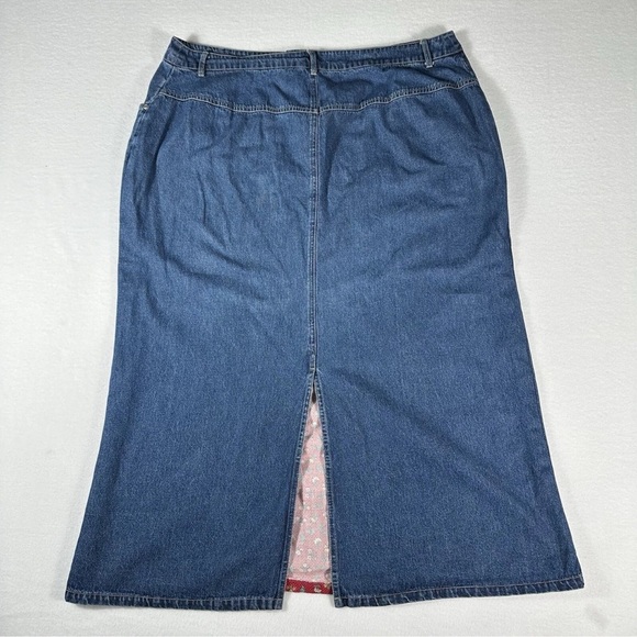 Carolina Blues Womens Maxi Skirt 20w Denim Romantic Floral Slit Pockets Plus Sz - Picture 2 of 12